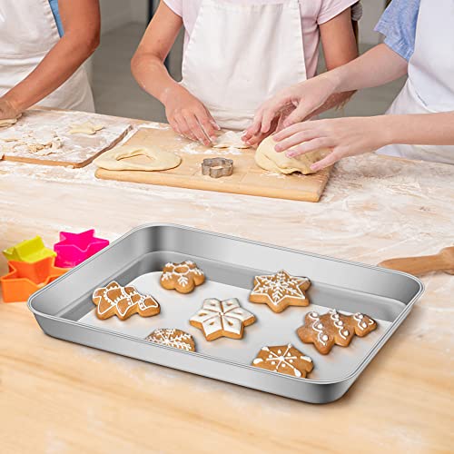 9 Inch Small Toaster Oven Pan With Grid Rack And Silicone Mat Set, P&P Chef Mini Stainless Steel Toaster Oven Tray Baking Pan With Cooling Rack, 3 Pcs (1 Pan + 1 Rack + 1 Mat), Dishwasher Safe #TOP5