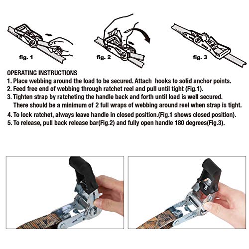 Xstrap Standard Ratchet Tie Down Straps - 4 Pk - 1'' X 15 Ft - 630 Lbs Load Cap 1890 Lbs Break Strength-Cargo Straps (Camouflage) #TOP2