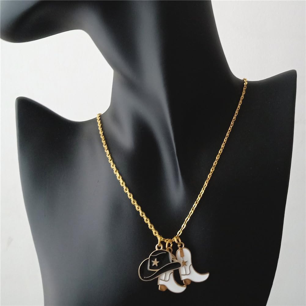 Cute Cowboy Pendant Necklace for Men Women, Handmade Cowboy Hat and Boots Charm Necklace for Western Style Lover - Image 4