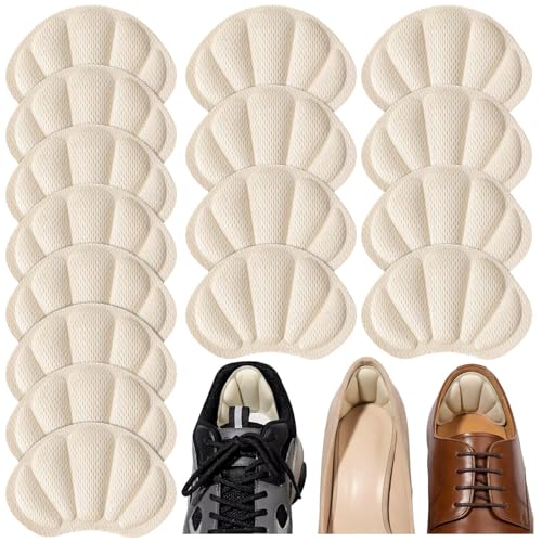 Image of Shoe Heel Inserts, 16 Pcs Mesh Self-Adhesive Heel Cushion Pads for Back of Heel, Heel Cushion Inserts Prevent Shoes Too Big for Women Men, White
