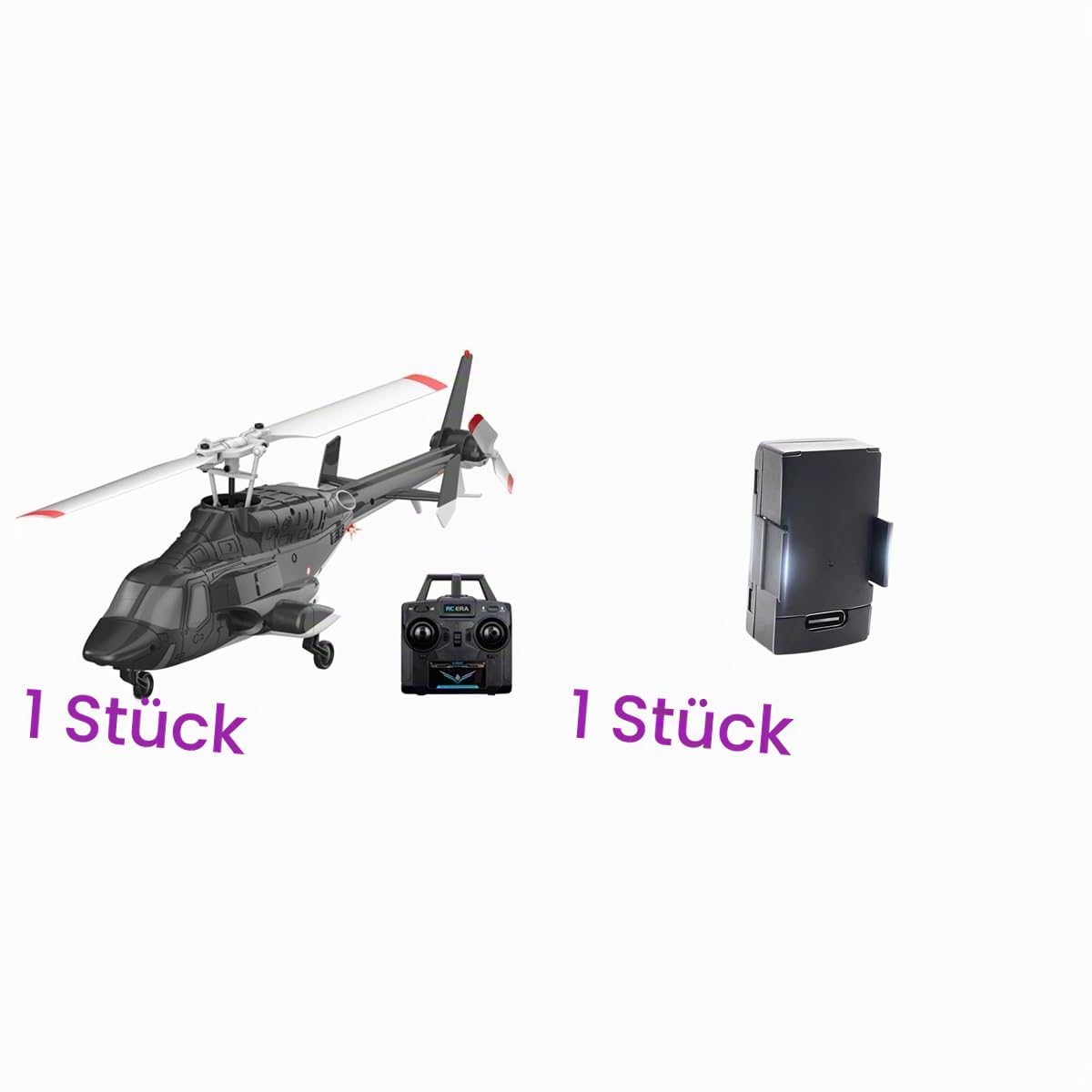 A61 1/52 Air-Wolf 2,4 GHz 4-Kanal-Mini-RC-Hubschraubermodell mit einem Rotor, ohne Flybar und optischer Höhenhaltung (RTF)