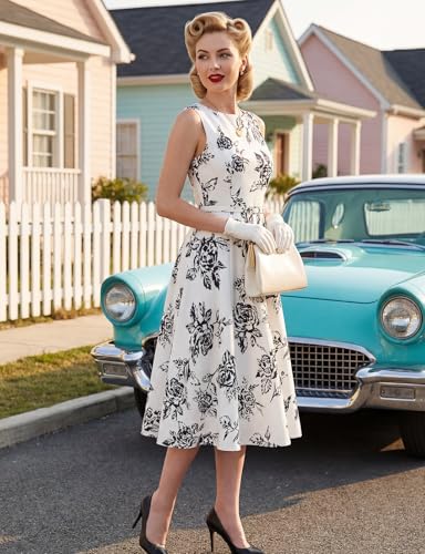 Image of Simple Flavor Women's Vintage Dress Sleeveless O-Neck Party Cocktail Dress