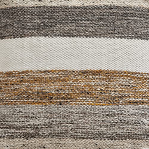 Signature Design by Ashley Striped 16x16 Square Pouf Ottoman, Gray/Brown - image 3