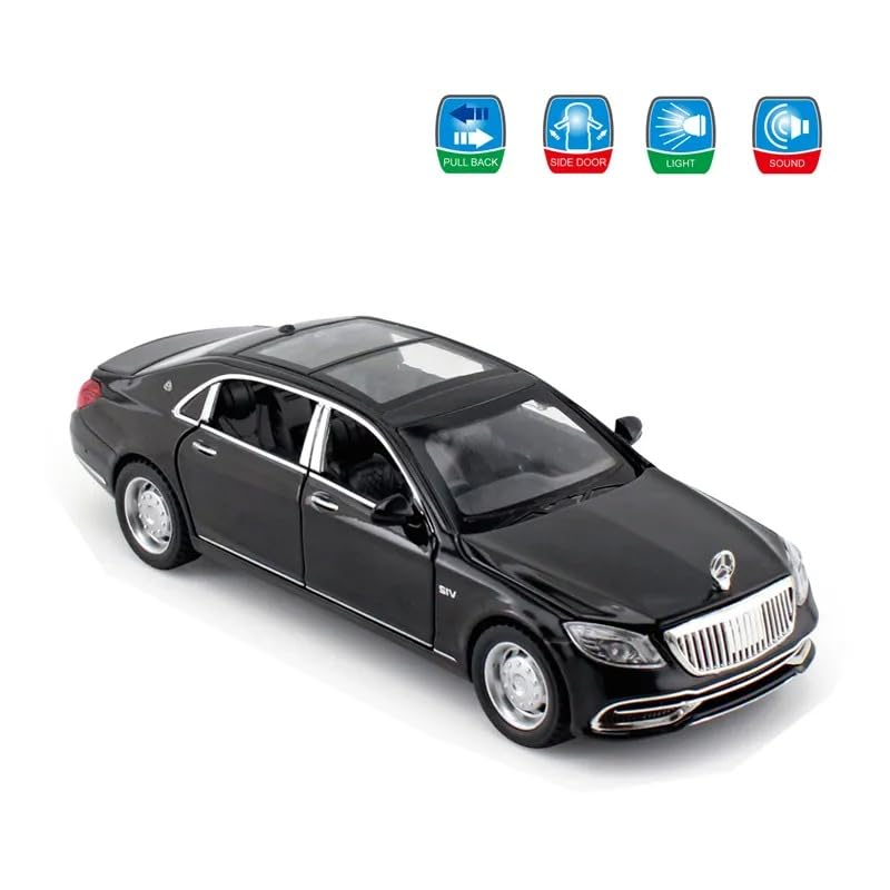 Advisian store Scale Exclusive Alloy Metal Pull Back | Die-cast Car Model with Sound Light Mini Auto Toy for Kids Metal Model Toy Car with Sound and Light (1.32 Scale MERCE-DES S650-BLACK) 3