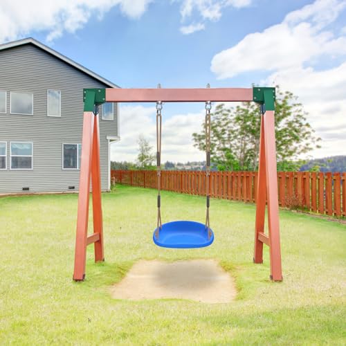 Image of SELEWARE Blue Heavy Duty Swing Seat for Adults Kids Tree Swing, 1 Pack | Indoor /Outdoor Plastic Swing with Adjustable Ropes and Carabiners, Swing Set Accessories for Backyard Patio Garden Playground