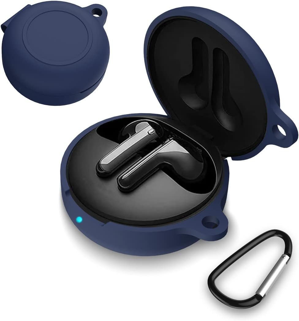 LG Tone Free Case FN7/FN6/FN5/FN4 Silicone Protective Cover Scratchproof/Shockproof/Waterproof Wireless Earbuds Bluetooth Headphones Accessories with Keychain (Blue), 1x1x1cm