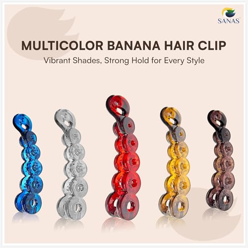 Image of Sanas Banana Clips For Hair Clips For Women Stylish (4Pcs) Banana Hair Clip For Women Cute Accessories Fancy Style Grip Korean Clip For Woman Trendy Accessories Gift For Girls (4Pcs) (Assorted)