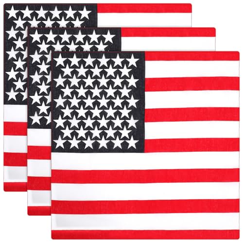 OATIPHO Foulards Hip-Hop à Motif de Drapeaux Américain et Britannique – Lot de 3 Bandanas Respirants et Doux pour Danse, Moto et Cyclisme - Design...