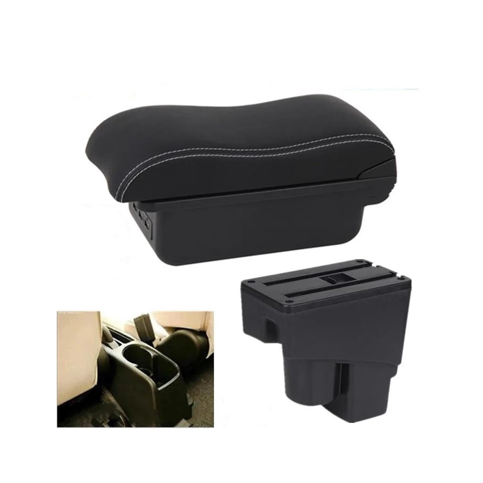 RESPUNEKBAH For Jazz For Fit For Jazz 1 Car Armrest Storage Box 2003 2004 02-07 Car Accessories Armrest Box(B3 white line 3USB)
