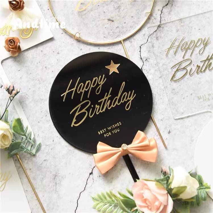 Black Acrylic Happy Birthday Cake Topper - 5 Inch Decoration For Cakes & Cupcakes, Reusable Party Supplies - View #2