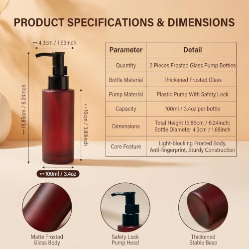 Botellas de vidrio de 100 ml con tapa de bomba negra para dosificación precisa 3