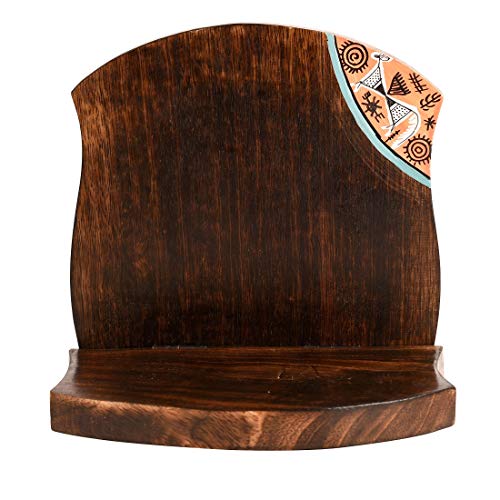 Image of AAKRITI ART CREATIONS Handcrafted Wooden Brown Wall Shelves Set of 2 | Floral Art Wooden Wall Hanging Shelves | Matte Finish Decorative Shelf for Living Room, Bedroom & Gifting
