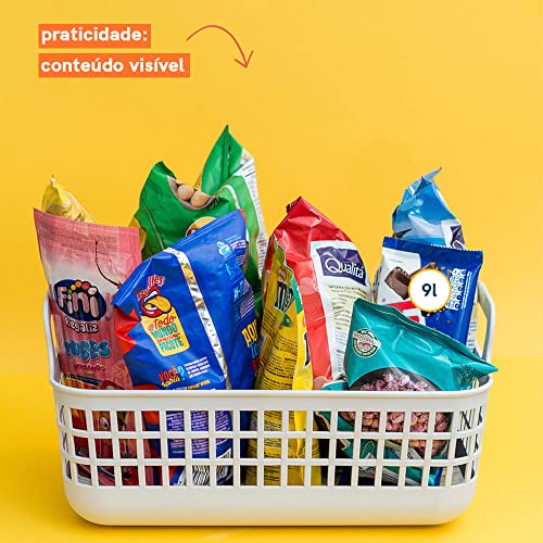 Oikos - Cesto de Plástico Pequeno Telado com Tampa e Alças 9L Cinza