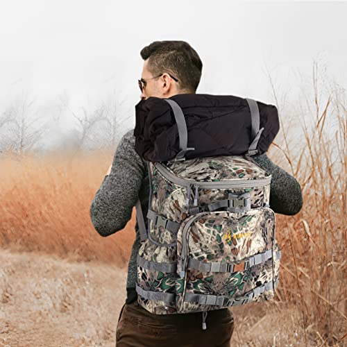 Huntit Hunting Backpack For Bowhunting, Camo Hunting Back Pack, 37L Hunting Bag With Waterproof Rain Cover,Durable Multi-Purpose #TOP6