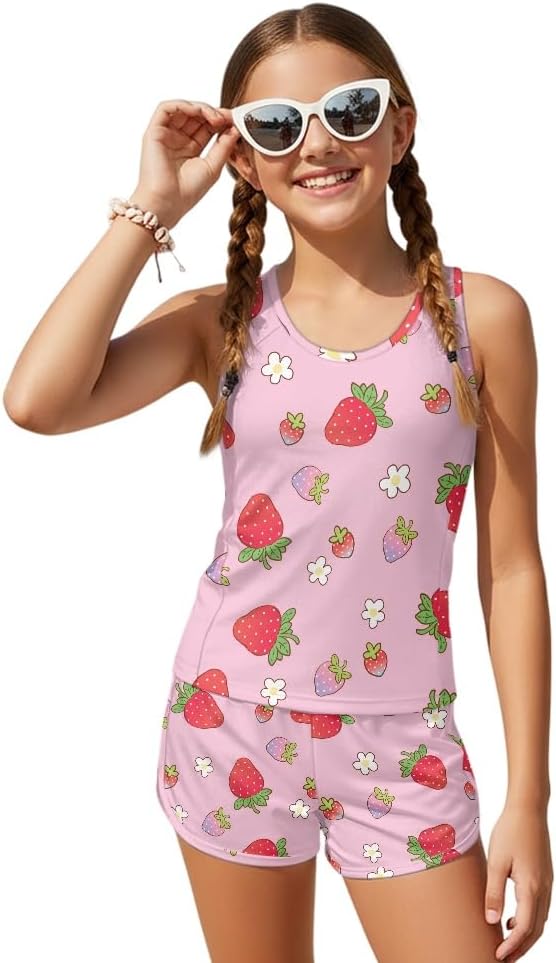 Summer Two Piece Tankini Swimsuit Featuring Palm Tree Pattern - Great for Beach Pool Vacations