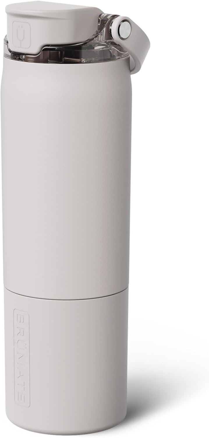 BrüMate Rise – Botella de agua de 25 onzas con popote de silicona cubierto, botella de agua aislada 100% a prueba de fugas, base apta para