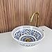 Handmade Round Ceramic Wash Basin Sink, Hand Painted Farmhouse Lavatory, Vanity Vessel Sink for Bath Decor, Handwash Ceramic Countertop Vanity Basin, Vessel Sink for Bathrooms with 2 Gifts (8