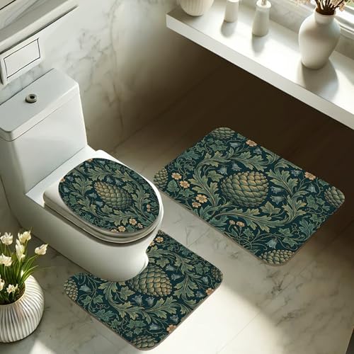 Rideau de douche automne bleu sarcelle avec imprimé pommes de pin - 6