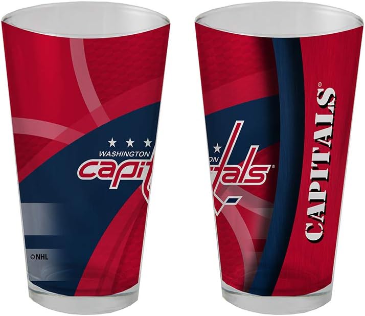 The Memory Company NHL Team Logo Pint Glass Carbon Design, 16oz