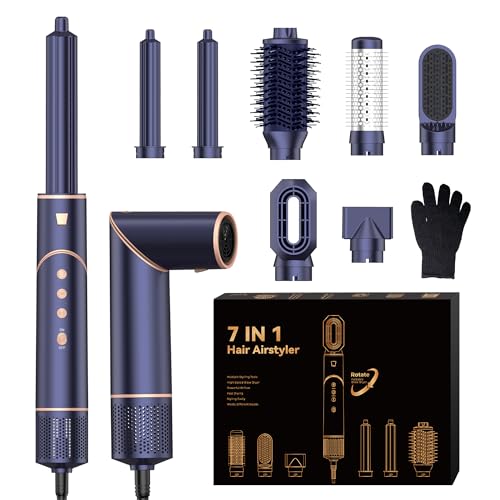 Secadores de Pelo Hair Styler 7 in 1 Cepillo de Aire Caliente Hair Curler con Cepillo Alisador Pelo Cepillo Moldeador de Pelo Cepillo Secador per Asciugare, Arricciare, Raddrizzare, 110000 RPM