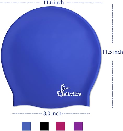 Miniatura 6 de Gorros de natación de silicona extra grandes impermeables para mujeres negras, niñas y hombres con trenzas de pelo largo, rastas para mantener el