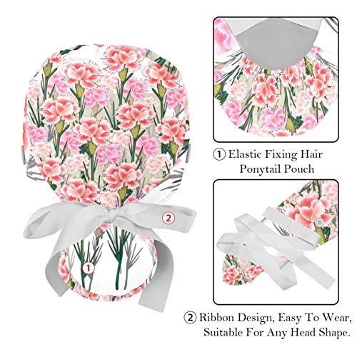 Chapeaux de travail anti-transpiration JDEZ à imprimé œillets roses - 4