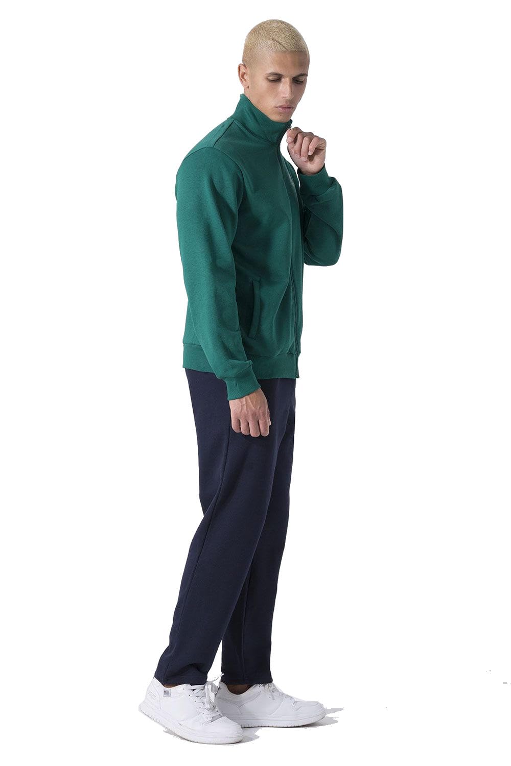 Everlast Tuta da Ginnastica Uomo Completo Sportivo, Verde/Blu, S | Cotone Felpato, Set per Sport e Tempo Libero, Per Palestra