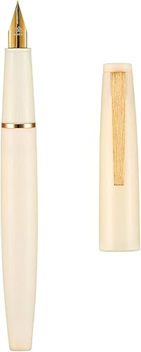 Jinhao 80 - Pluma estilográfica de fibra de carbono cepillada, punta de 0.012in, marfil con clip dorado Jinhao 80 - Pluma estilográfica de fibra de carbono cepillada, punta de 0.012in, marfil con clip dorado
