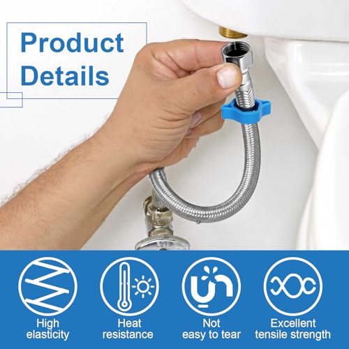 3 Stück 10cm, 20cm, 30cm Flexschlauch, Überwurf Beidseitig Panzerschlauch Edelstahlumflechtung Anschlussschlauch Armatur Flexibler Verbindungsschlauch für Wasserhahn Eckventil Bad WC
