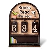 3D Bücherregal Deko, Books Read This Year Counter aus Holz mit Flip-Zahlen (0-999), Retro Lese-Chronometer für Buchliebhaber & Leseratten, Dekorativer Buchzähler für Schreibtisch & Regal