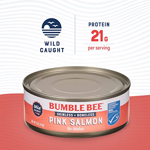 Bumble Bee Skinless and Boneless Pink Salmon In Water, 5 Ounce Cans, 12 Count