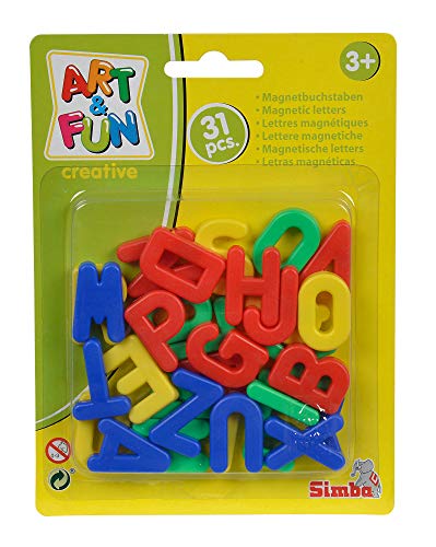 Simba 104591456 - Art & Fun Magnet-Groß-Buchstaben, 31 Teile, 3cm, Magnetbuchstaben, Alphabet, Wörter lernen, ab 3 Jahren