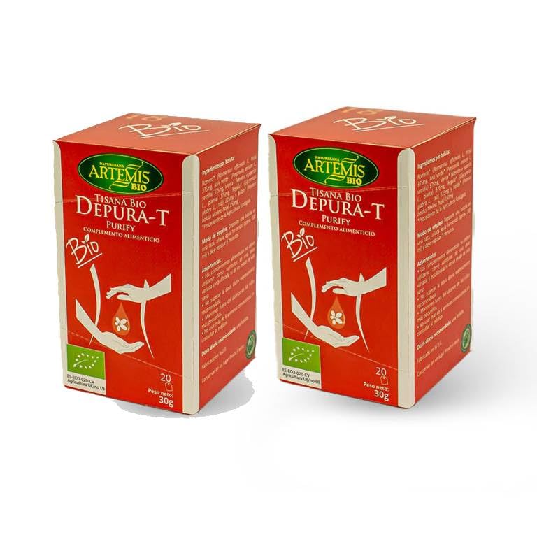 Pack 2 x Tisana Depura-T Artemis Bio 20 filtros (40 bolsitas) | Infusión ecológica de hierbas seleccionadas | Sin teína, ideal para tomar a diario caliente o fría