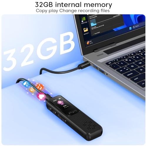 Image of Sounce 32GB Digital Voice Recorder Device with AI Noise Reduction MP3 Player Built in Mic Up to 50 Hours Audio Recording for Meetings Lectures Interviews Classes with Earphones (Black)
