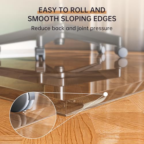 [Tempered Glass] 48“ x 36” Beveled Edge Glass Chair Mat with Polished Edge Clear Office Chair Mat, Glides Smoothly, Suitable for Carpet or Hardwood Floors - Thumbnail 3