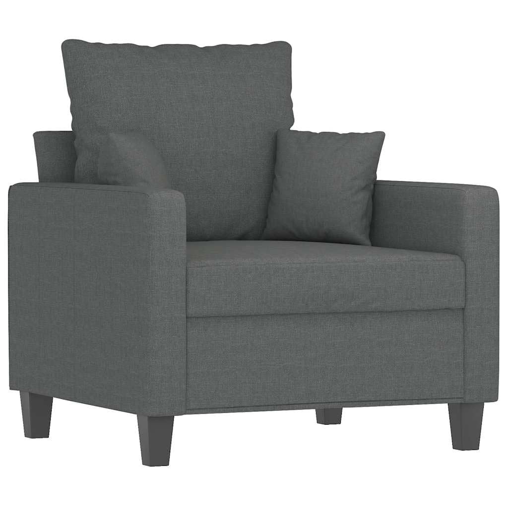 Fauteuil gris foncé 60 cm en tissu avec cadre en métal robuste pour salon moderne