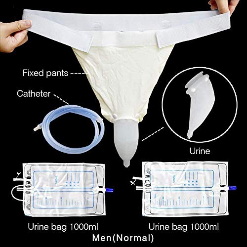 DYBB Portable Urine Collector Wearable Urinal Reusable Incontinence Pants with Two 1000ml Urinal Bag for Man/Woman & Elderly,Men 0102 (Color : Men(Normal))