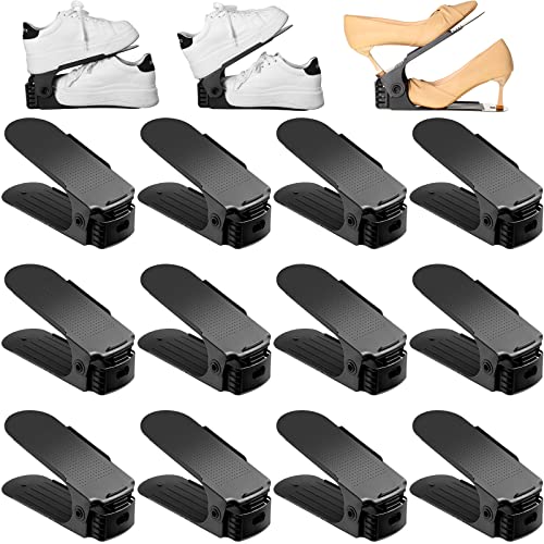 Fairysandy 12 Pack Shoe Slots Organizer Double Deck Shoe Rack Holder Adjustable Shoe Rack Organizer Black Shoe Stackers For A Pair Of Shoes Storage 50% Shoe Space Savers For Closet Organization #TOP21