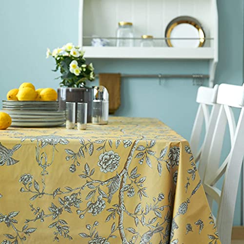 Nappe rectangulaire jaune imperméable en tissu oblong pour table de dîner