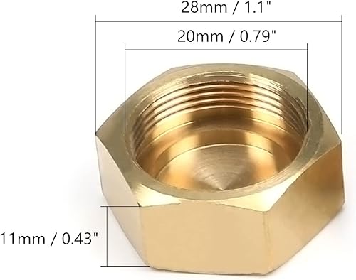 Miniatura 2 de Othmro 2 tapas de válvula de montaje de tubería dorada, conector de manguera de rosca fina hexagonal de latón, conector de manguera de rosca fina de