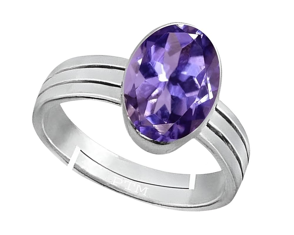 ptm Natural Iolite/Neeli 7.25 Ratti or 6.5 Carat Astrological Certified Gemstone Pure Sterling Silver/925 bis Hallmark Adjustable Ring for Men & Women - fba2725-picture-0