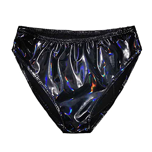 APOKIOG Damen Dessous Slips Glänzend Metallic Hotpants Leder Latex String Tanga Bikini Hose Pants Hipster Panties Offener Unterwäsche Gogo Clubwear Cover