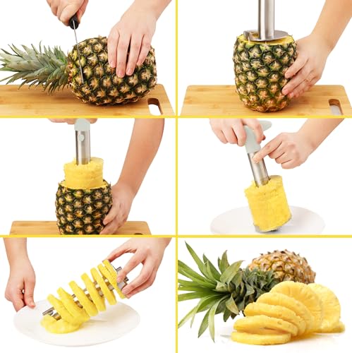 Image of Zulay Kitchen Pineapple Corer and Slicer Tool - Stainless Steel Pineapple Cutter for Easy Core Removal & Slicing - Super Fast Pineapple Slicer and Corer Tool Saves you Time (Ivory)