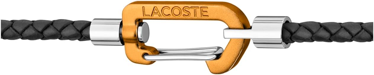 ★★送料無料★★[Lacoste] メンズ MATT コレクション ダブルラップ レザーブレスレット カラーカラビナクロージャー – ブラウン、ネイ