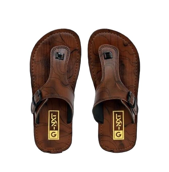 IS FootDesign Men's Lightweight Printed Synthetic Upper Rubber Sole Slip-On Comfort Slippers Brown 10_5650-image-9