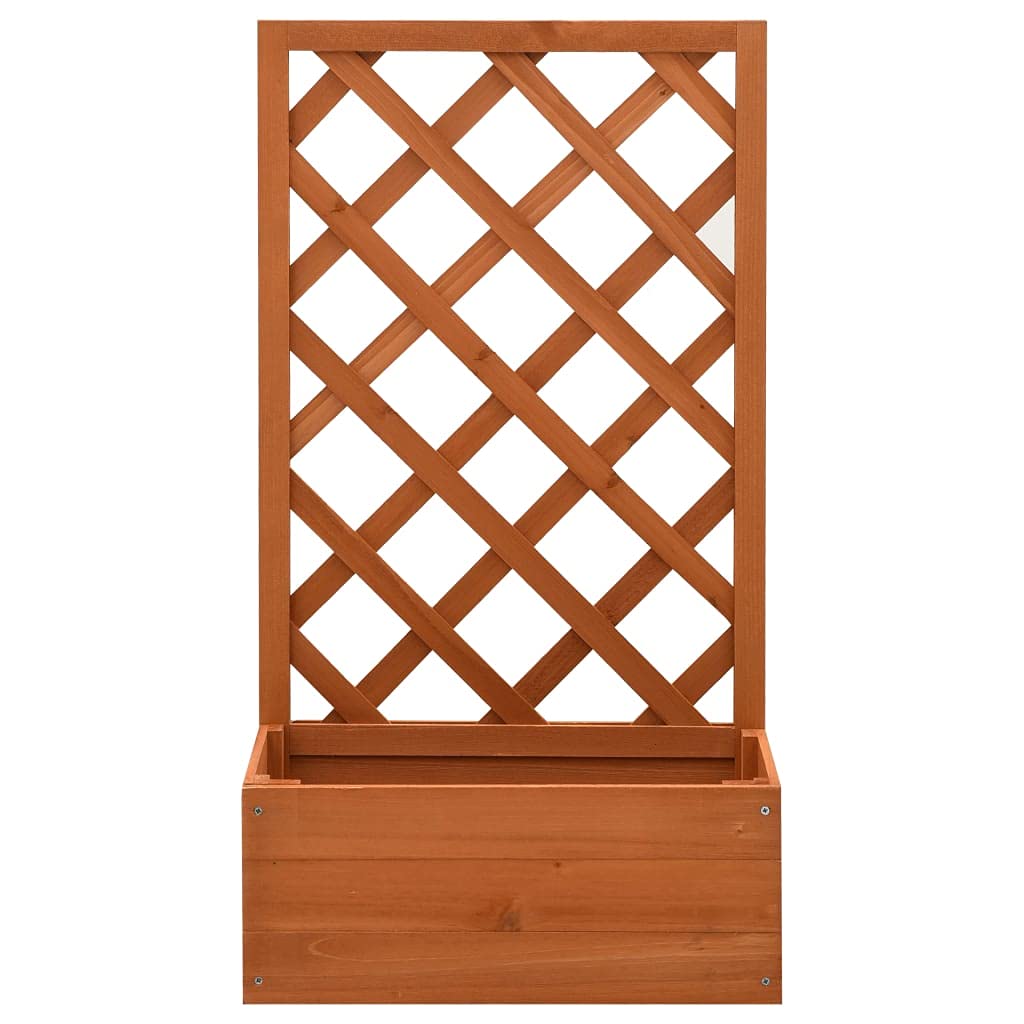 Donica ogrodowa z kratką, 50x25x90 cm, solidna skrzynia na kwiaty z drewna jodłowego z ramą wspinaczkową, jaskrawopomarańczowa donica zewnętrzna na taras, balkon i do ogrodu