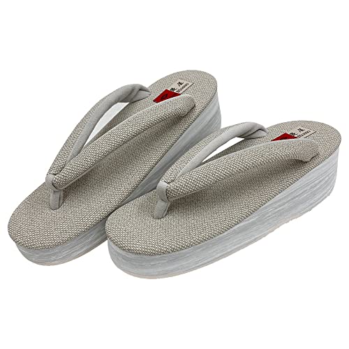 [京都きもの友禅] 草履 カレンブロッソ レディース 箱入り 日本製（台帳） (グレージュ×グレージュ,L)