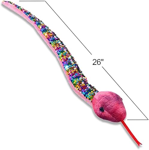 Miniatura 3 de ArtCreativity Flip lentejuelas serpiente juguetes para niños, juego de 4, serpientes de felpa con lentejuelas que cambian de color, suministros para