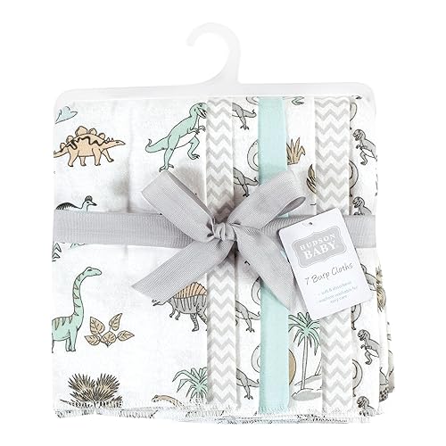 Image of Hudson Baby Unisex Baby Cotton Flannel Burp Cloths 7-Pack, Neutral Dino World, One Size