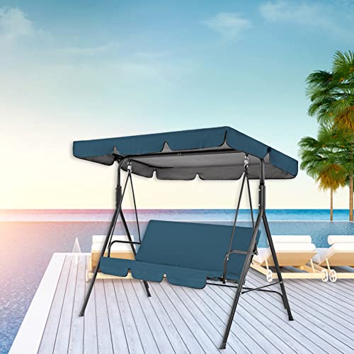Phezen Swing Canopy Replacement And Swing Seat Covers, Patio Canopy Swing Cover Waterproof Swing Chair Awning Outdoor Courtyard Beach Canopy Swing Porch Top Cover Sunshade Cover Blue (65 X 45) #TOP1